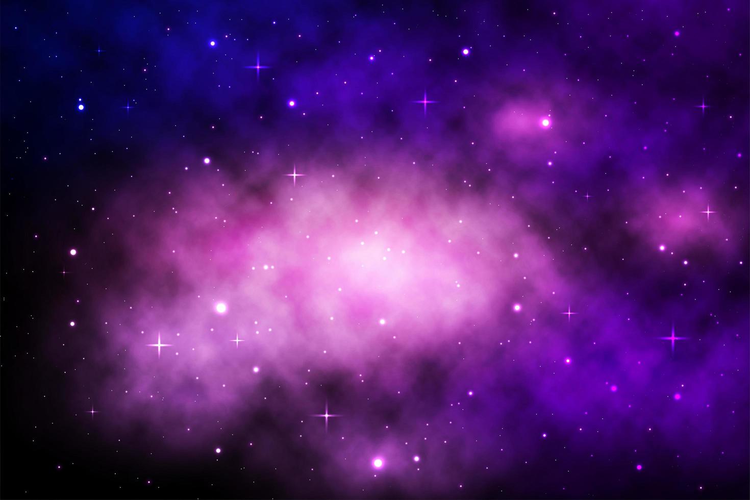 Purple space galaxy with shining stars and nebula vector