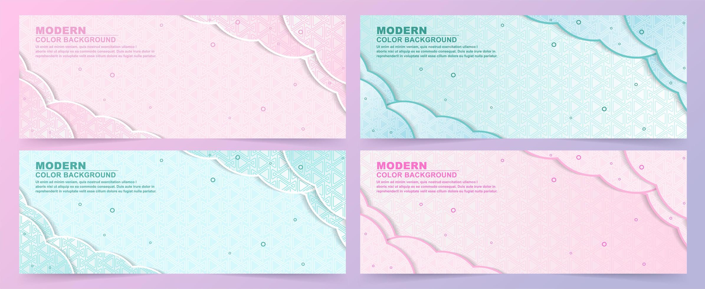 Blue and Pink Layered Cloud Shape Banner Set vector