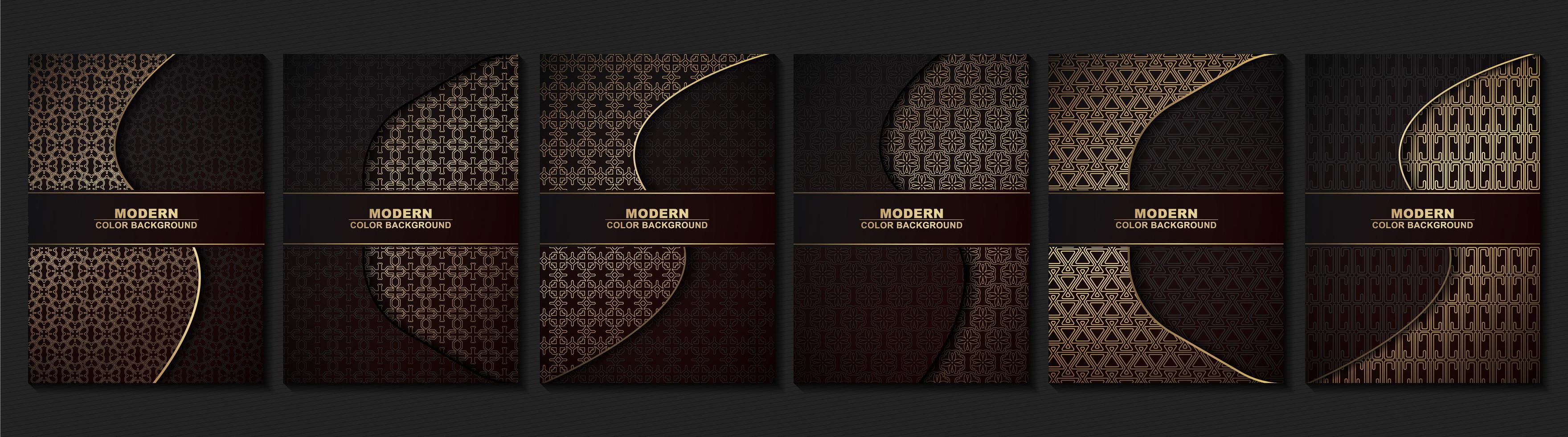 Brownand gold  geometric pattern cover set vector