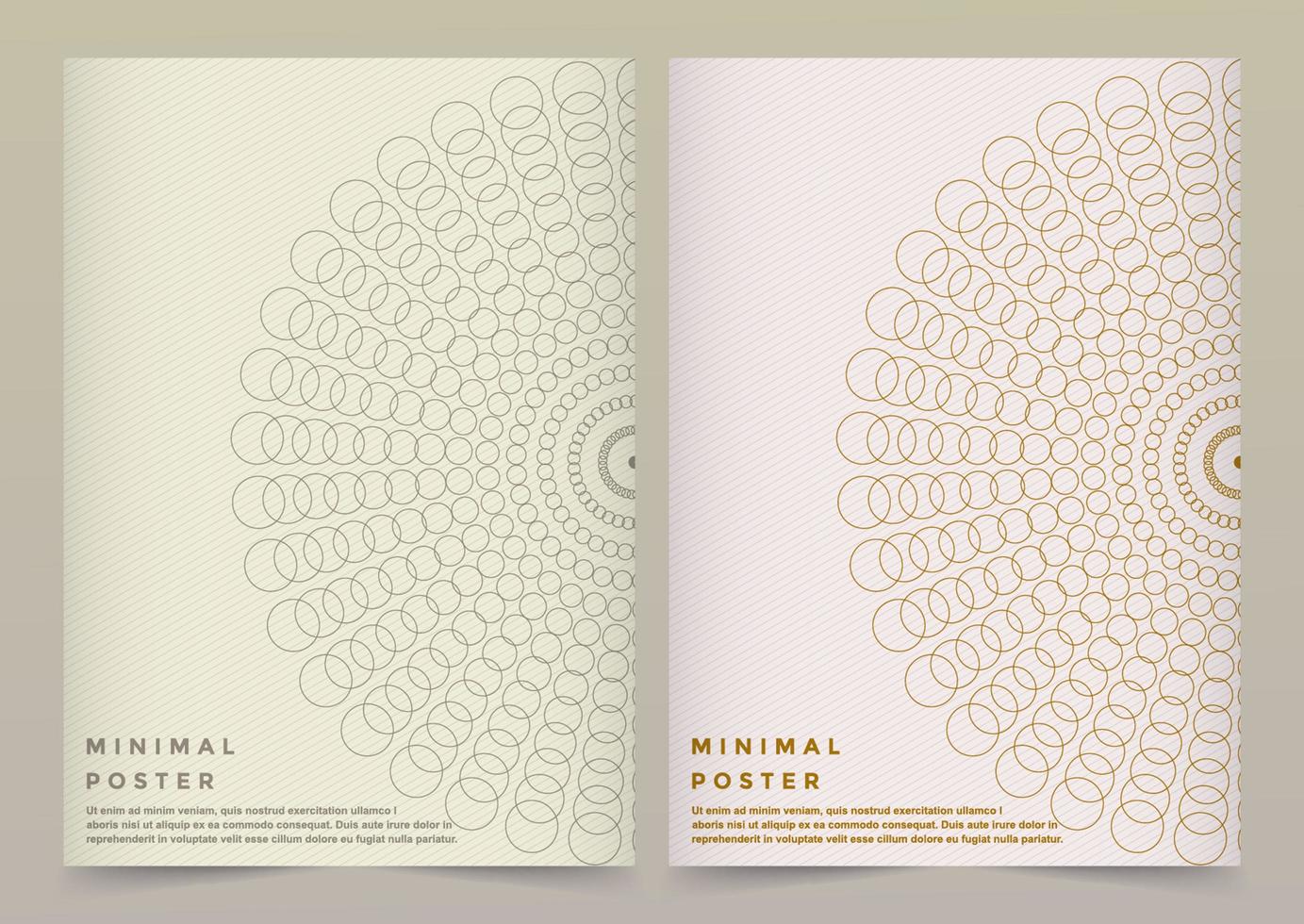 Minimal poster set with connected circle design vector