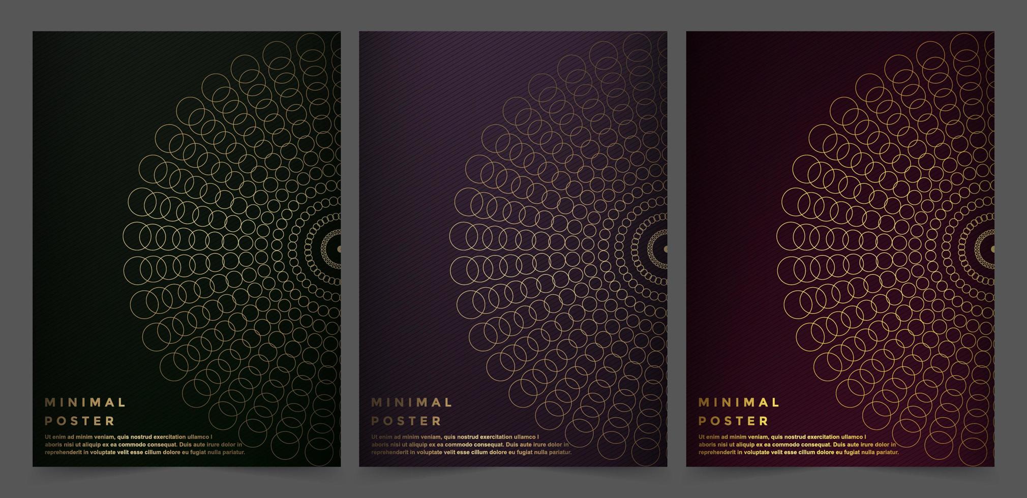 Dark color poster set with connected circle design vector