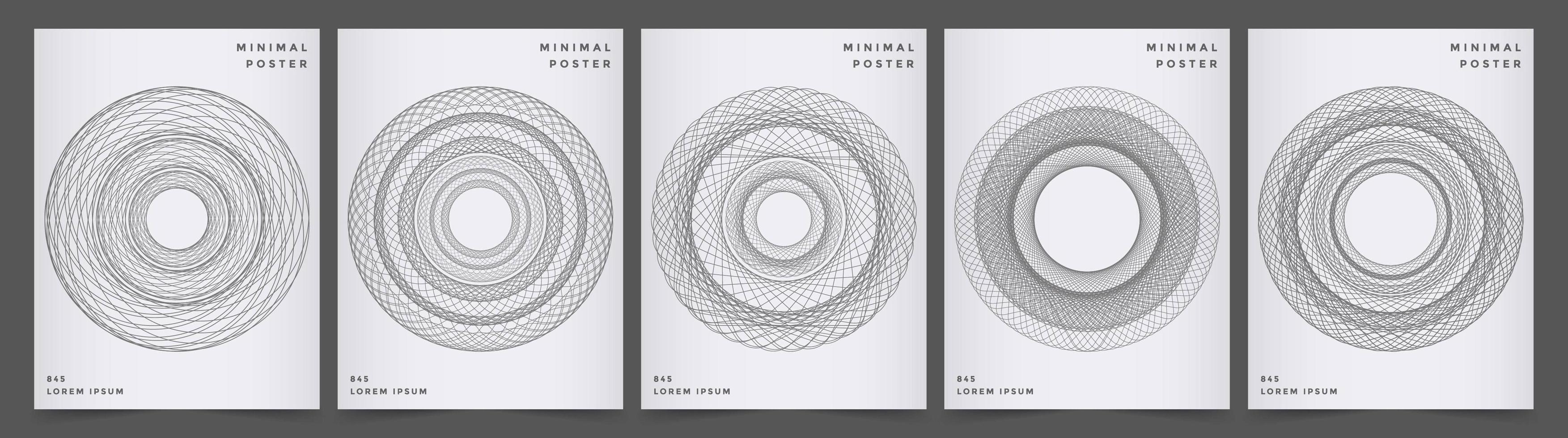 Modern poster set with gray geometric circle design vector