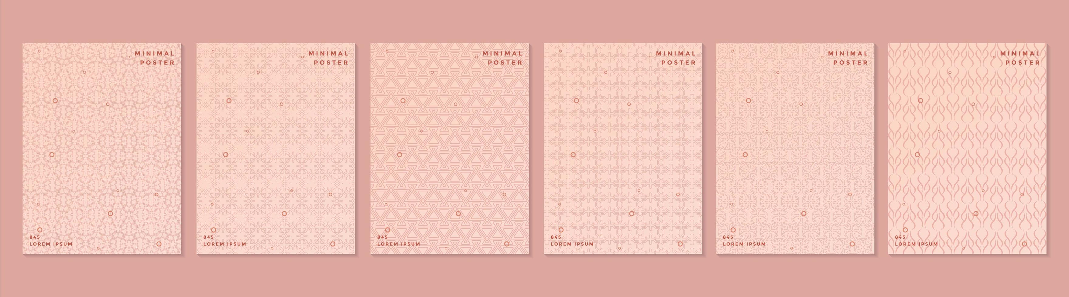 Pink retro pattern cover set vector