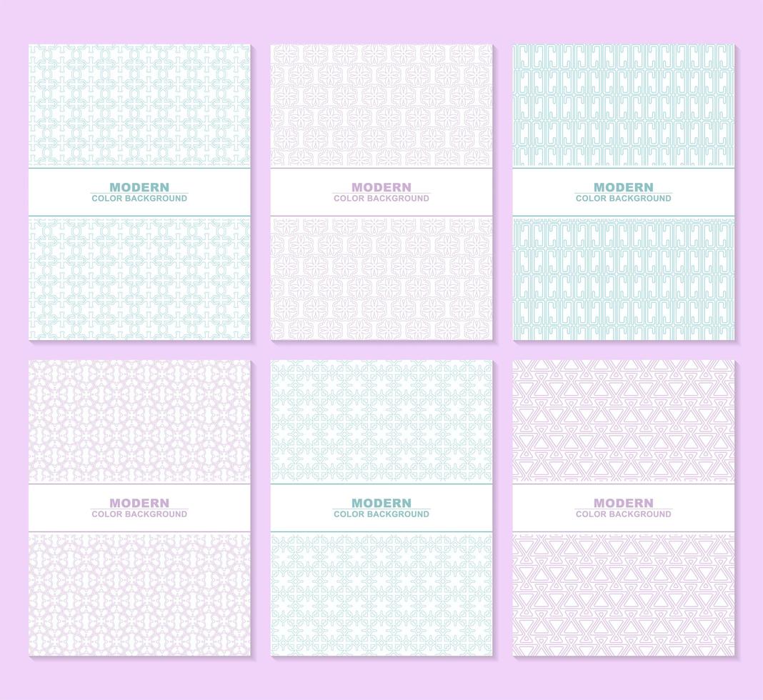 Purple and blue patterned book cover set vector
