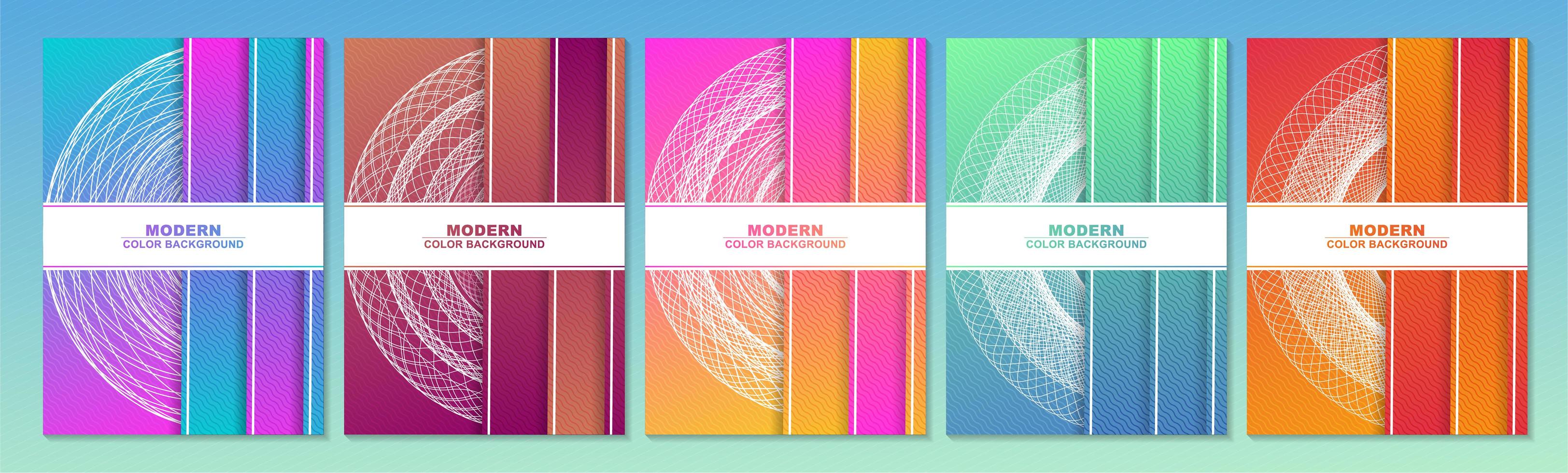 Bright cover set with geometric circle design vector