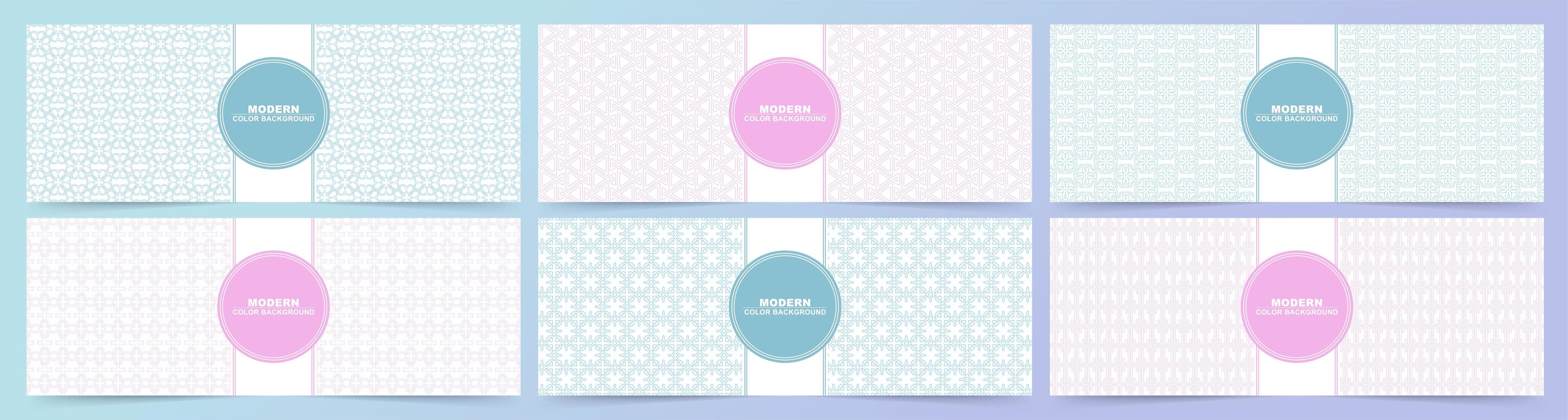 Pink and blue banners with multiple pattern styles vector