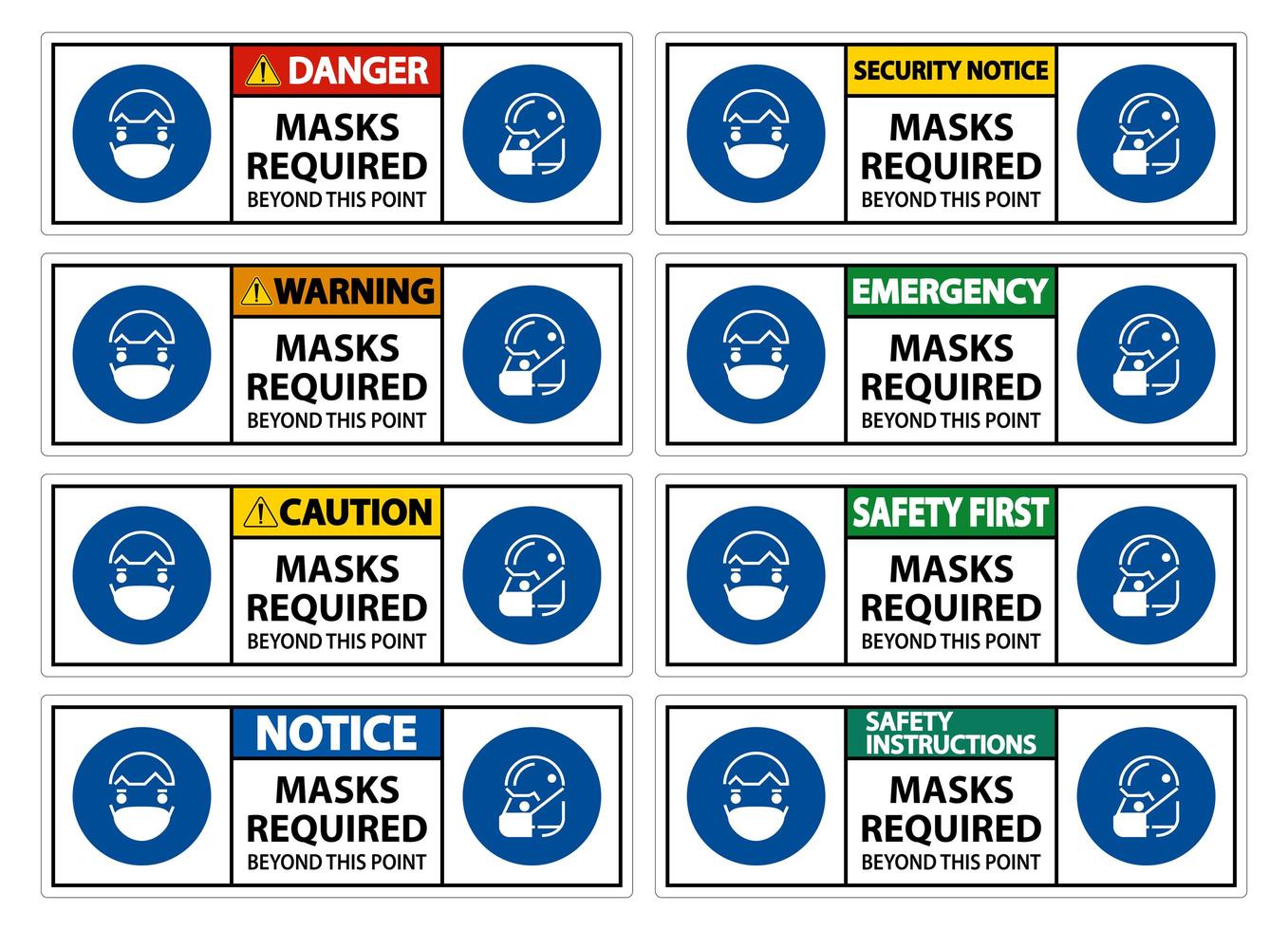 Mask Required Sign Set vector