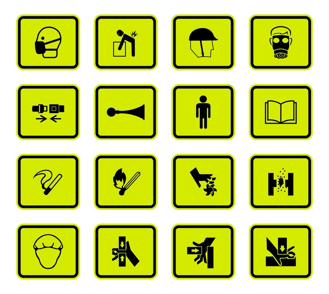 Rounded Square Warning Sign Set vector