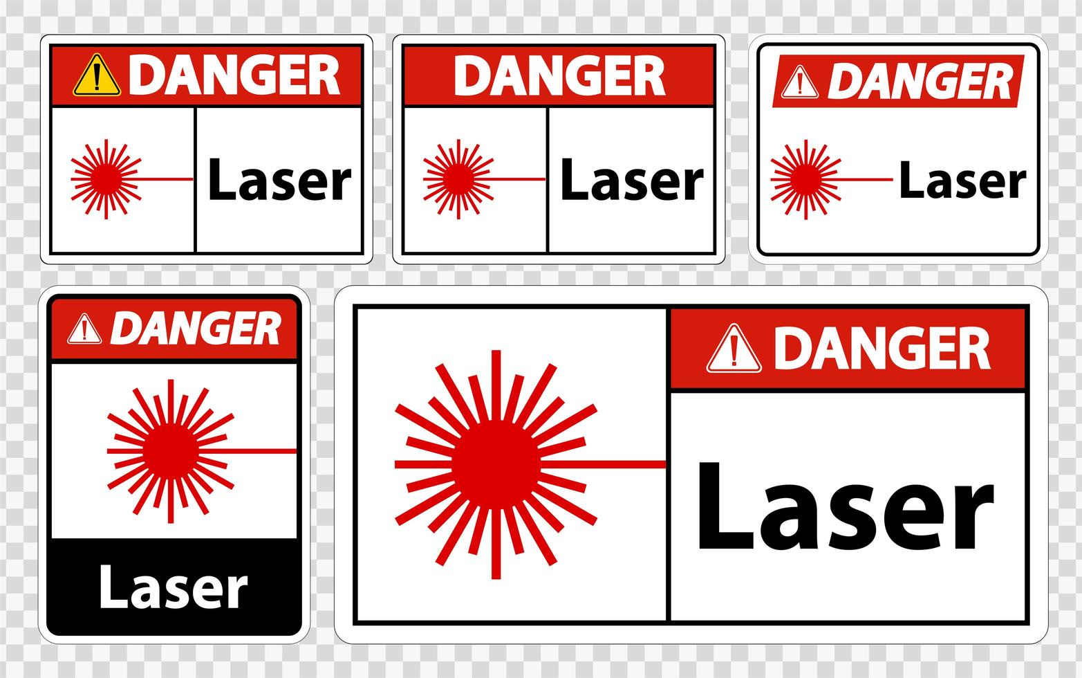 Danger Laser Sign Set vector
