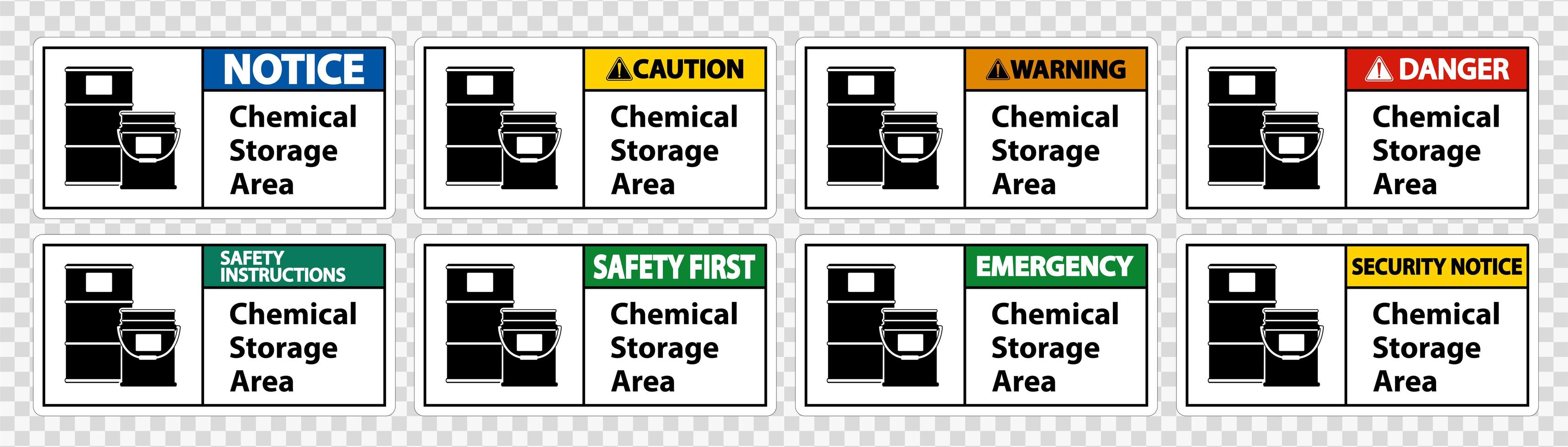 conjunto de signos de área de almacenamiento de productos químicos vector