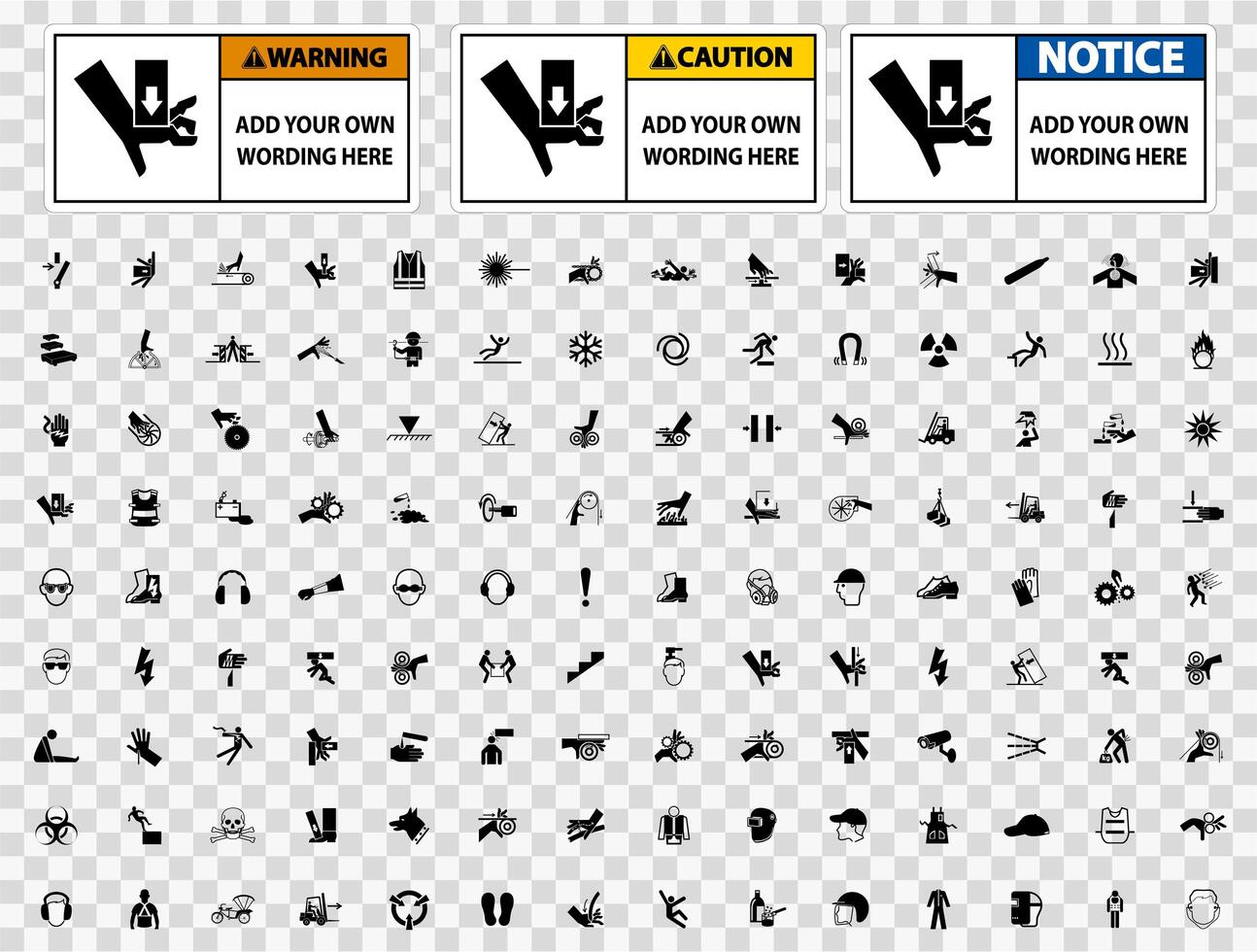 Warning Sign Template Set with Icons vector