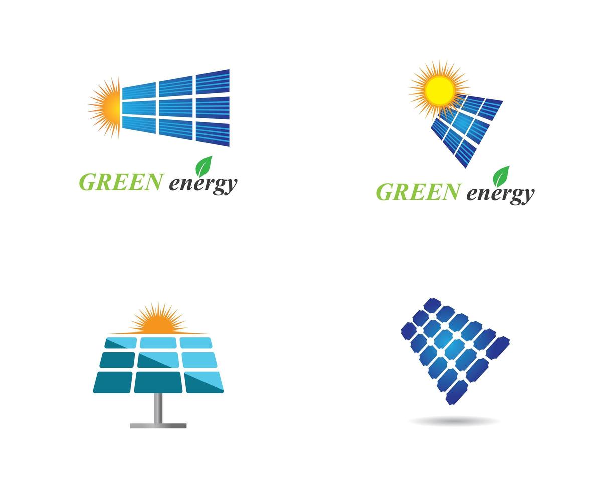 Solar panel logo set vector