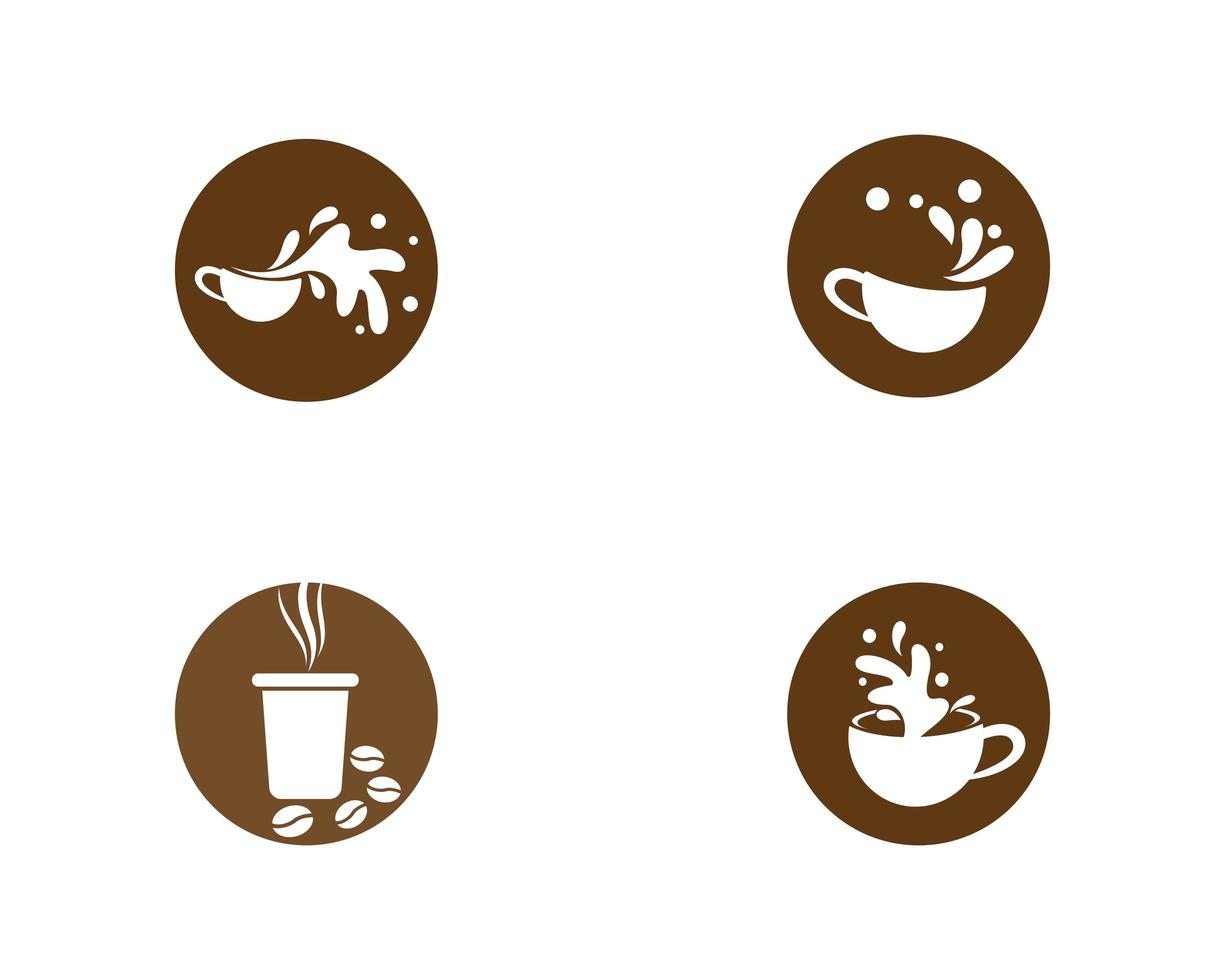 Coffee cups in circles logo set vector
