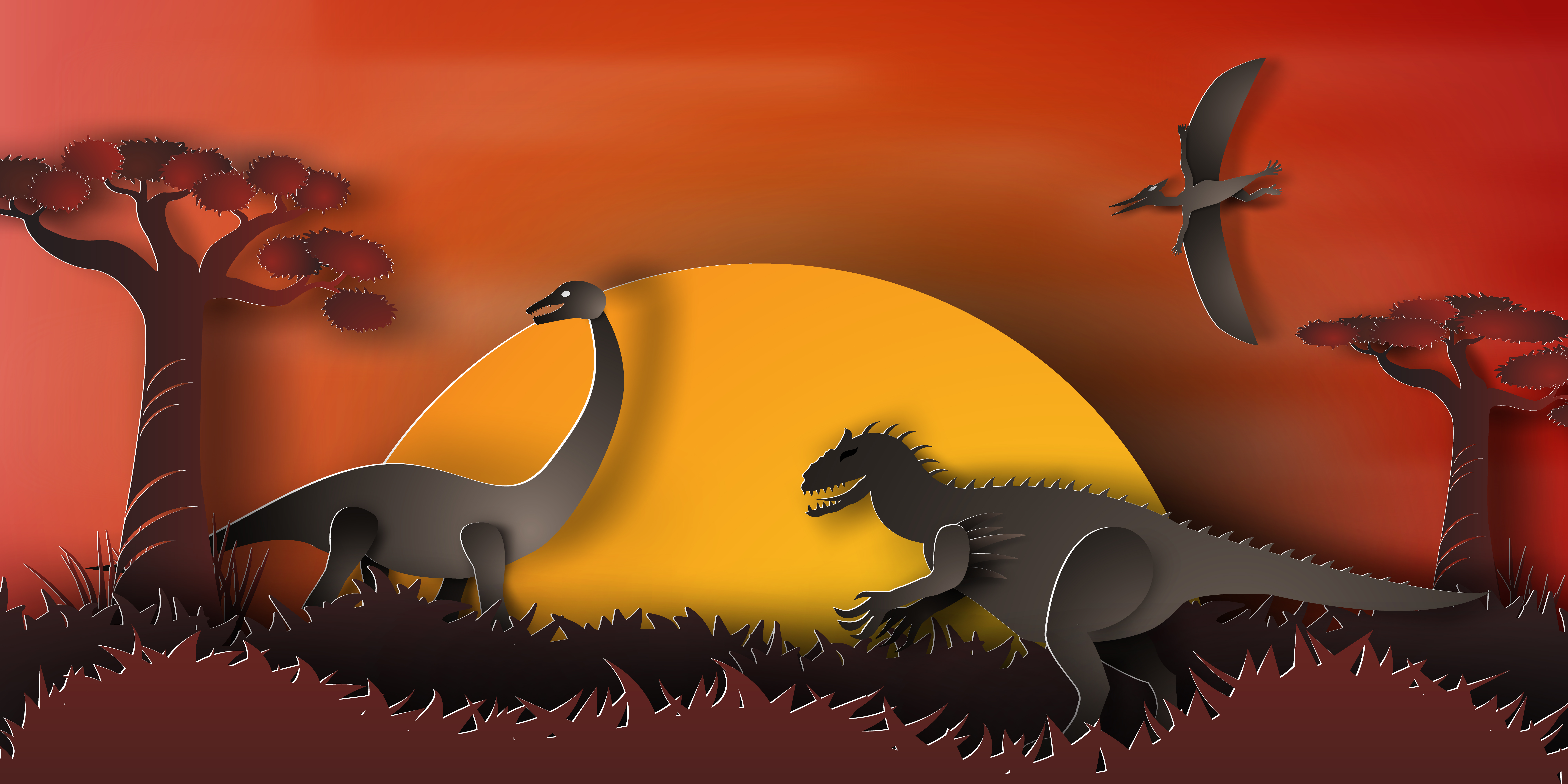 Dinosaur Night Landscape 1078352 Vector Art at Vecteezy