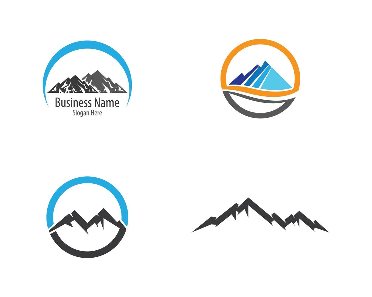 Circular mountain logo set vector