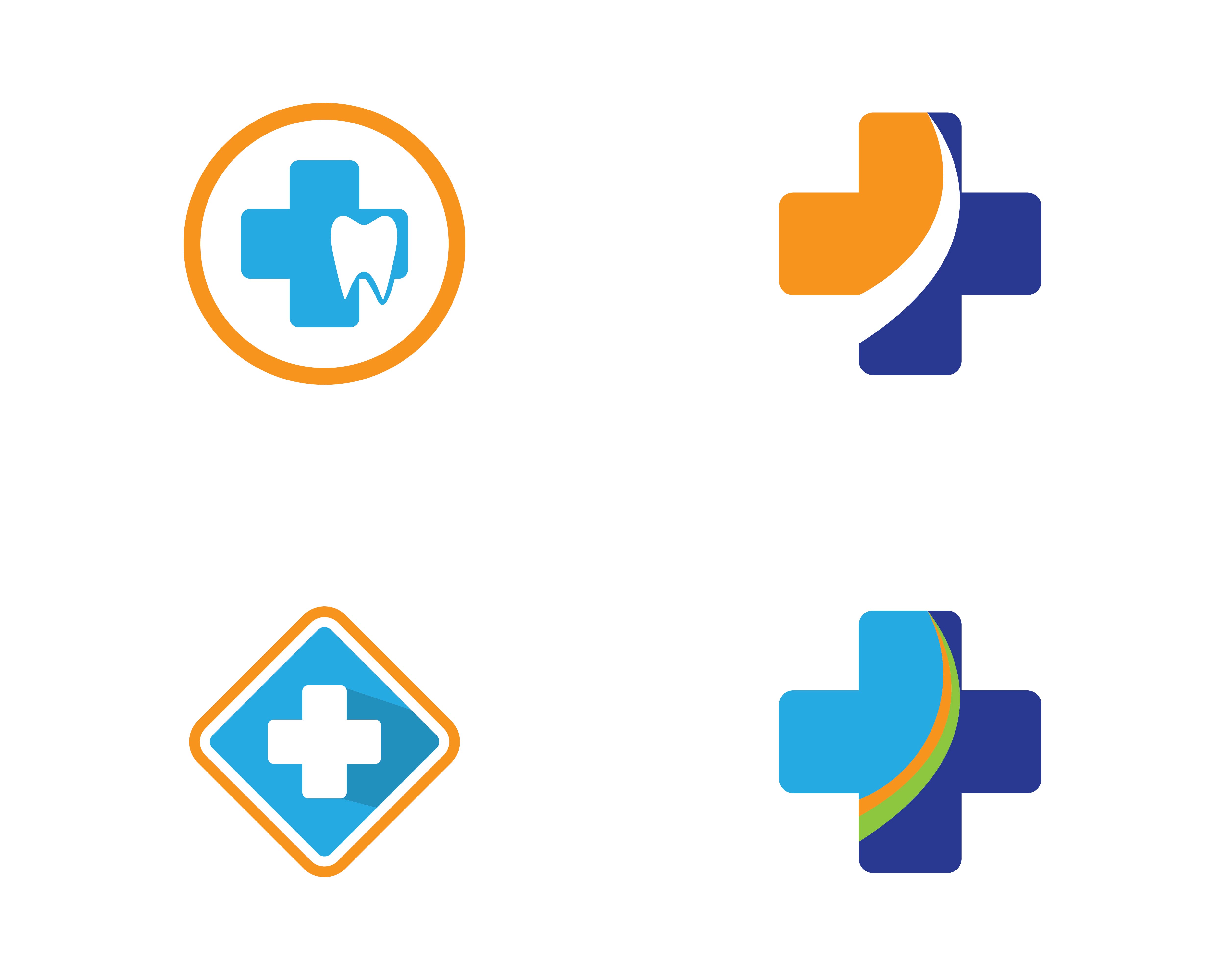 Blue And Orange Medical And Dental Logo Set 1078361 Vector Art At Vecteezy