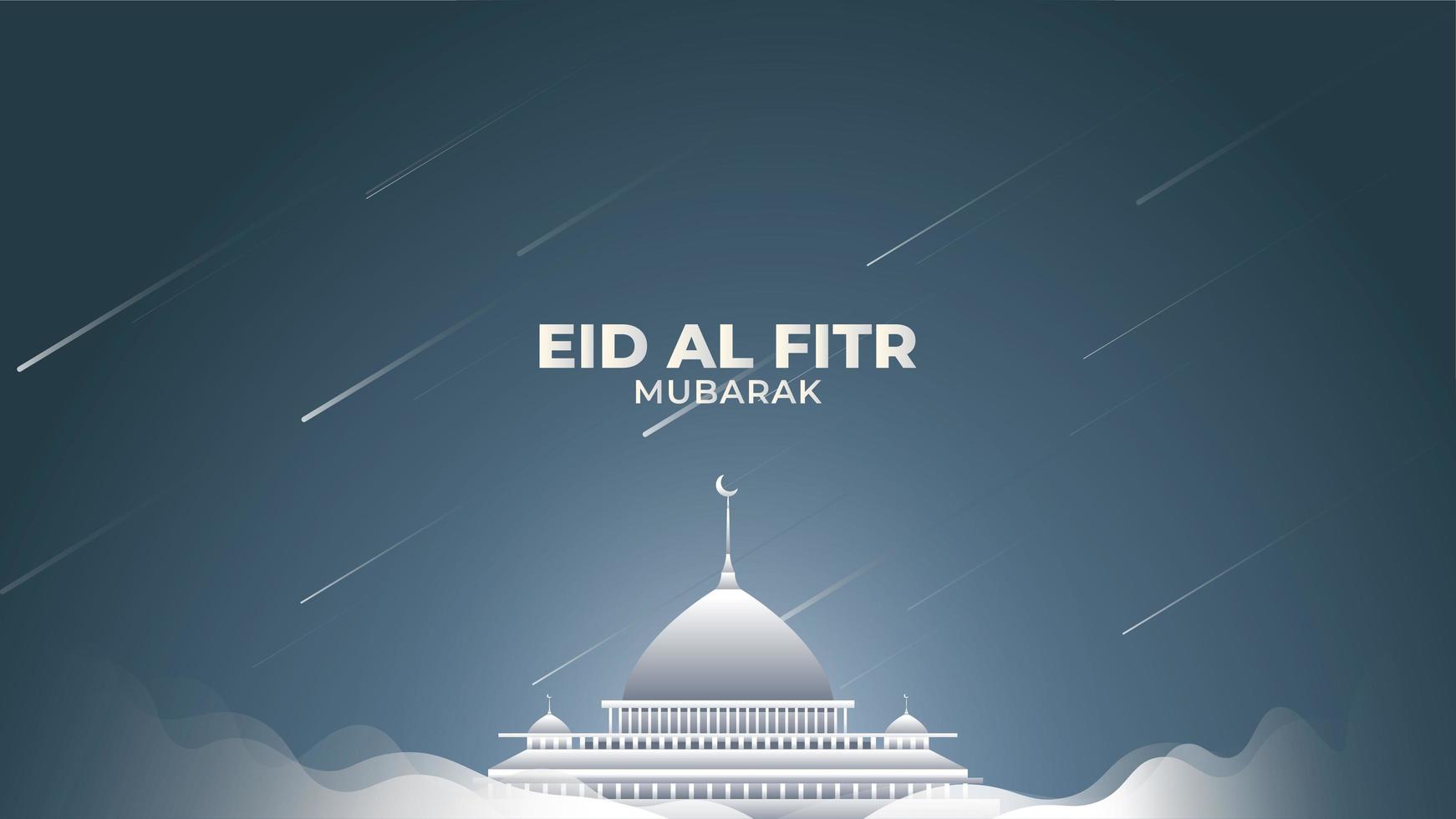 Eid Al-Fitr with White Mist and Shooting Stars vector