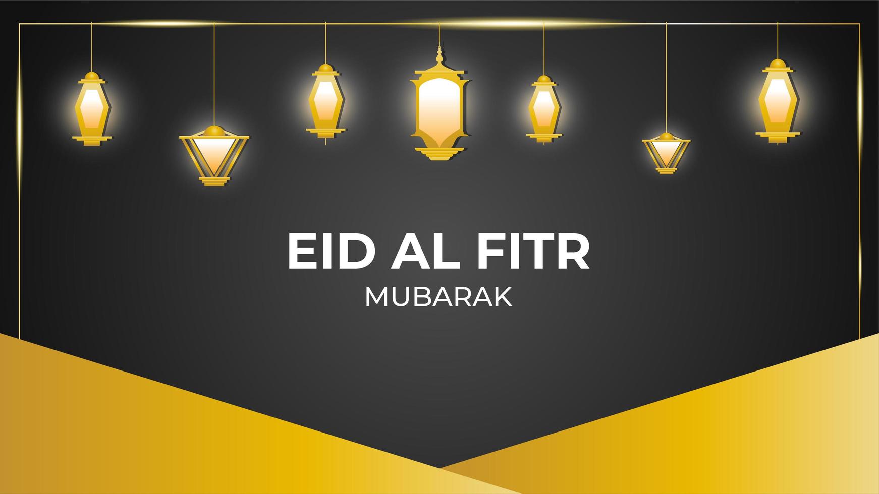 Eid Mubarak linternas colgantes linternas de oro de fondo vector