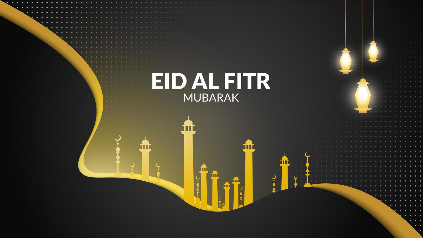 eid al fitr semitono negro y dorado vector