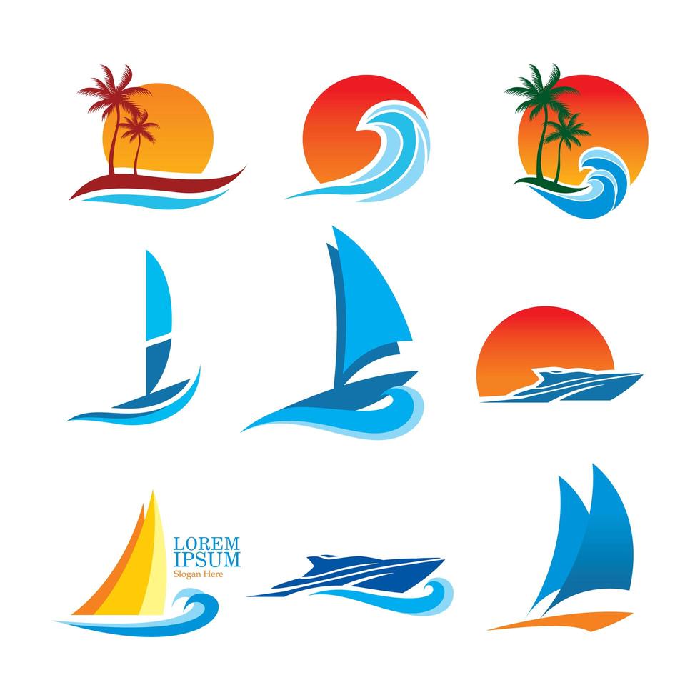 Collection of Ocean Theme Logos vector