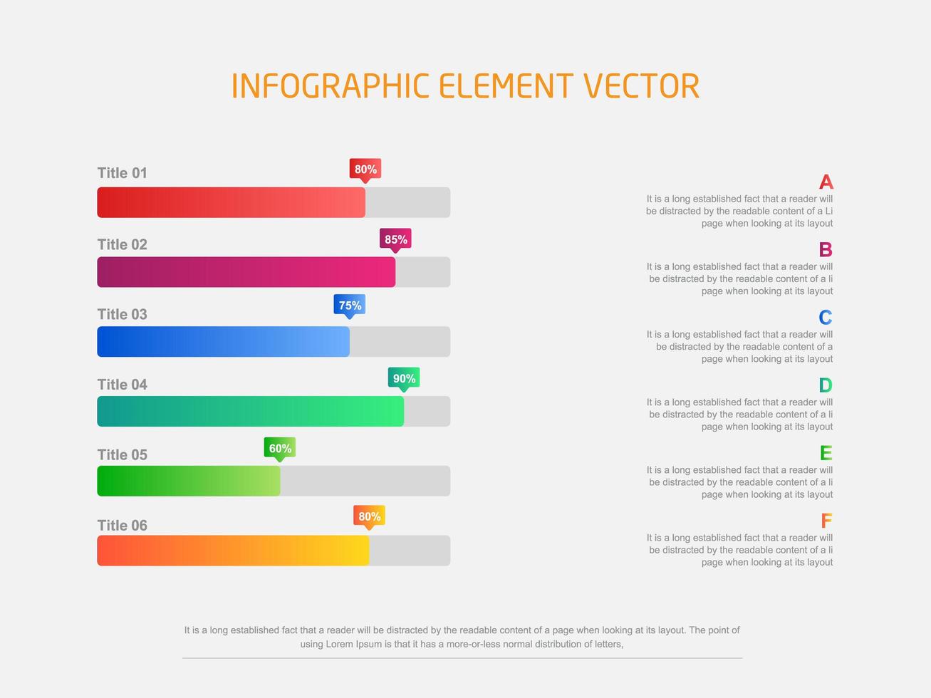 Gráfico de barras colorido horizontal moderno infografía vector