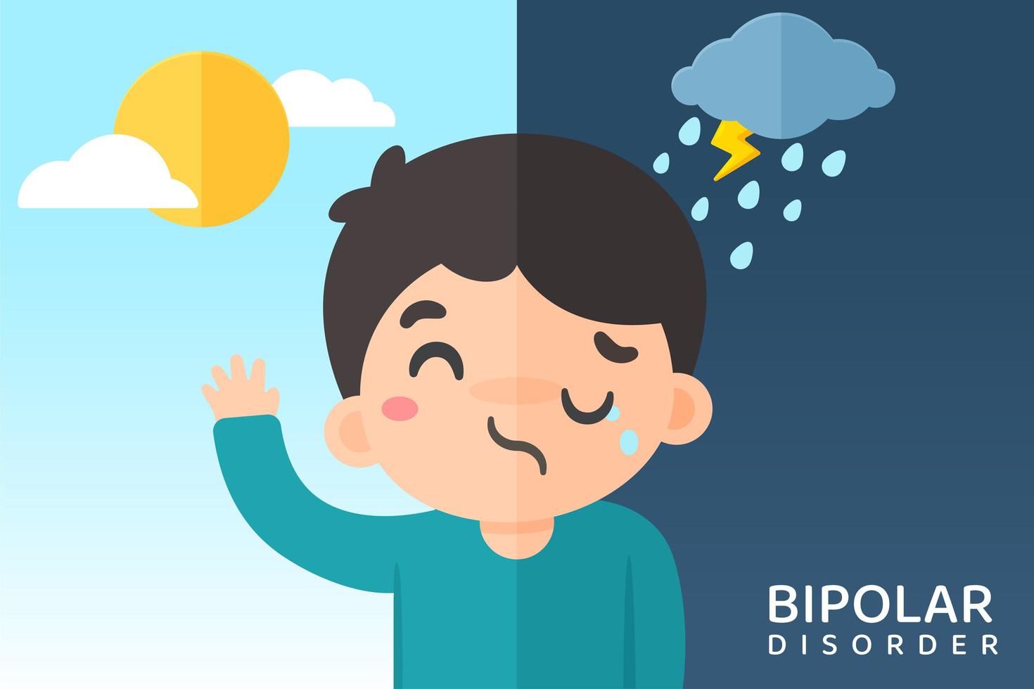 Bipolar Man with Mood Swings vector