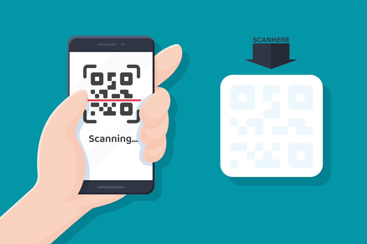 Mobile Phone Scanning QR Code vector