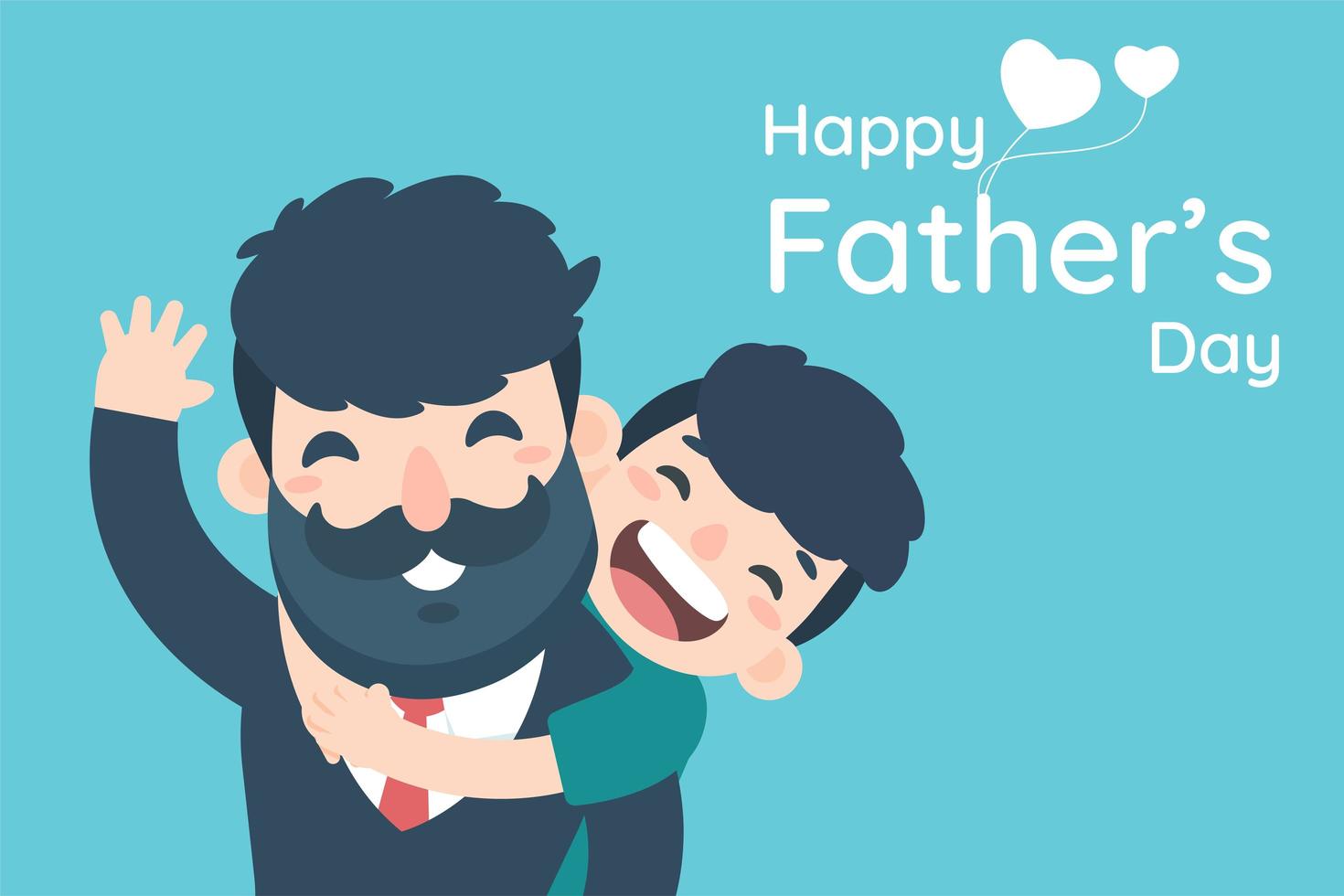 Happy Father's Day with Boy Hugging Dad from Behind vector