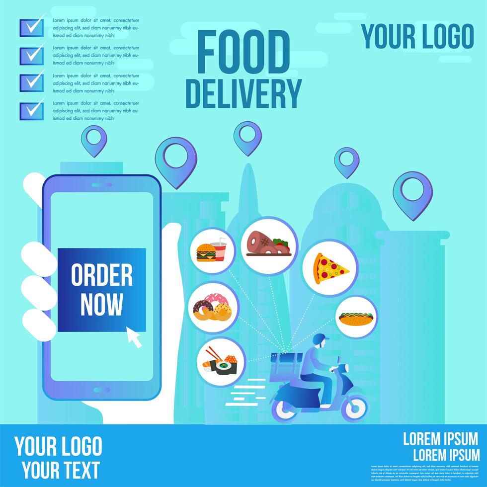 diseño de banner de redes sociales de entrega de alimentos vector