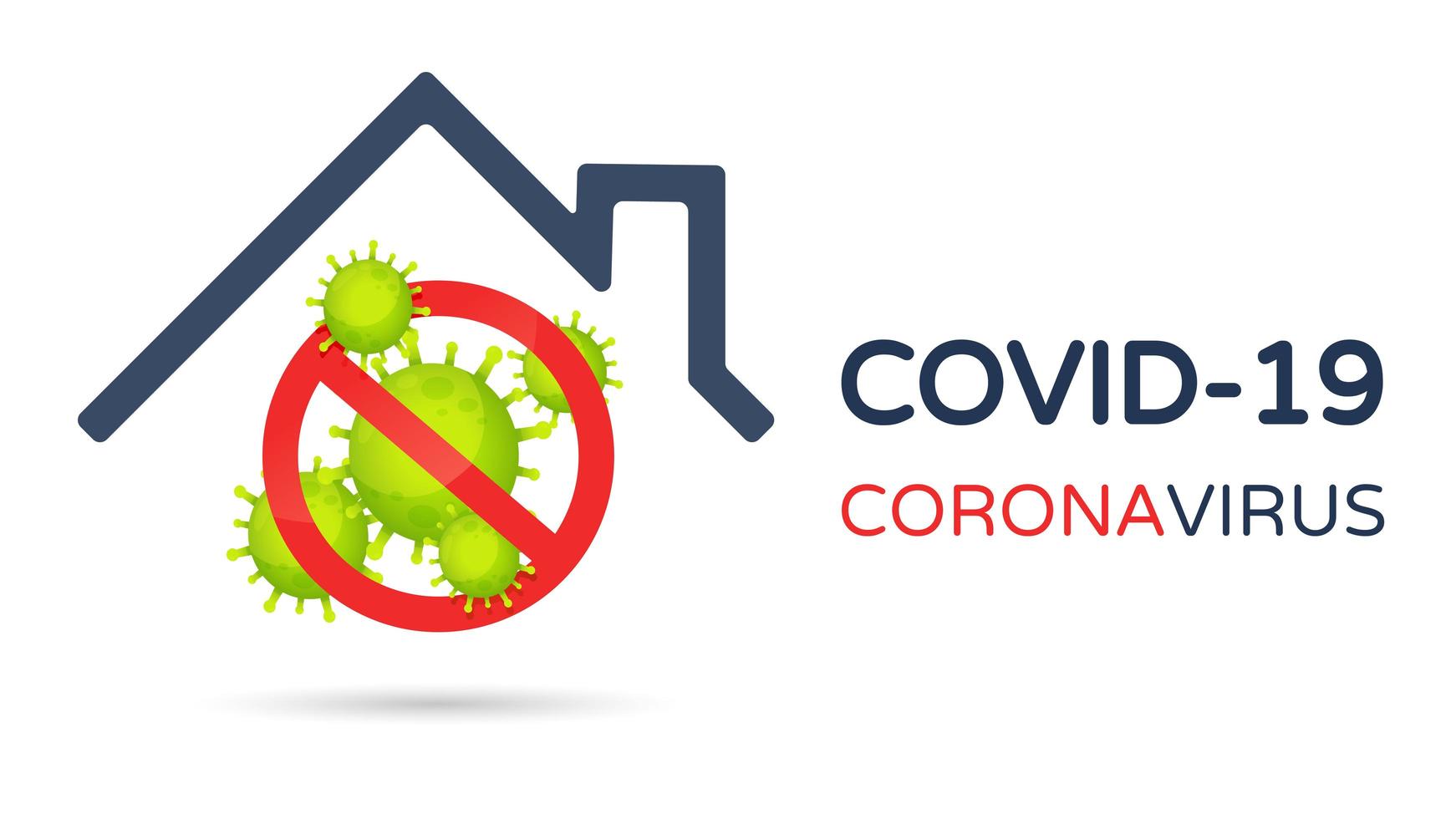 COVID-19 Prohibition Symbol Under House Roof vector