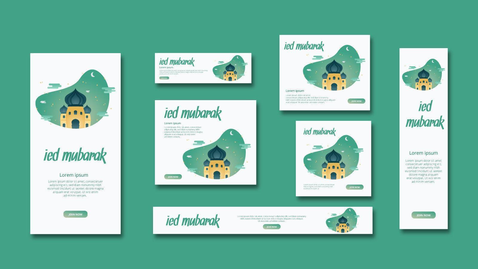 Ied Mubarak Modern Web and Social Media Banners Template vector