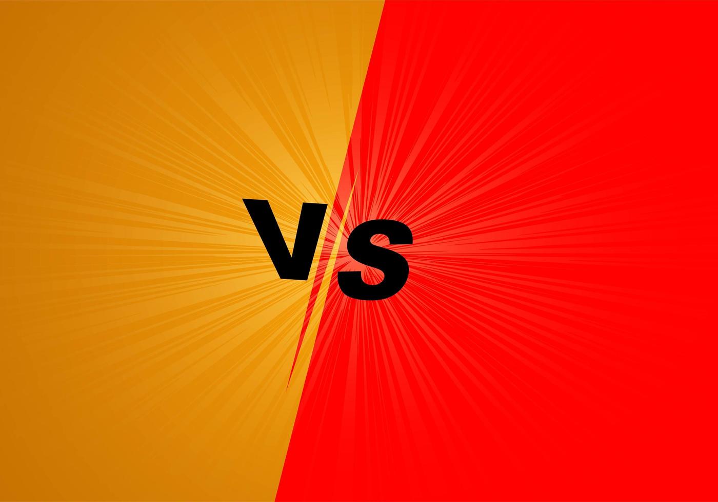 Versus ''VS'' Yellow and Red Light Rays Background vector