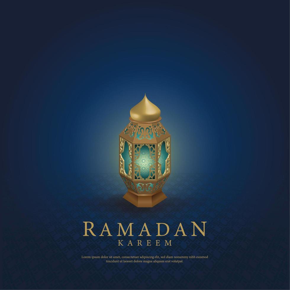 Bamadan kareem greeting card with beautiful islamic lantern vector