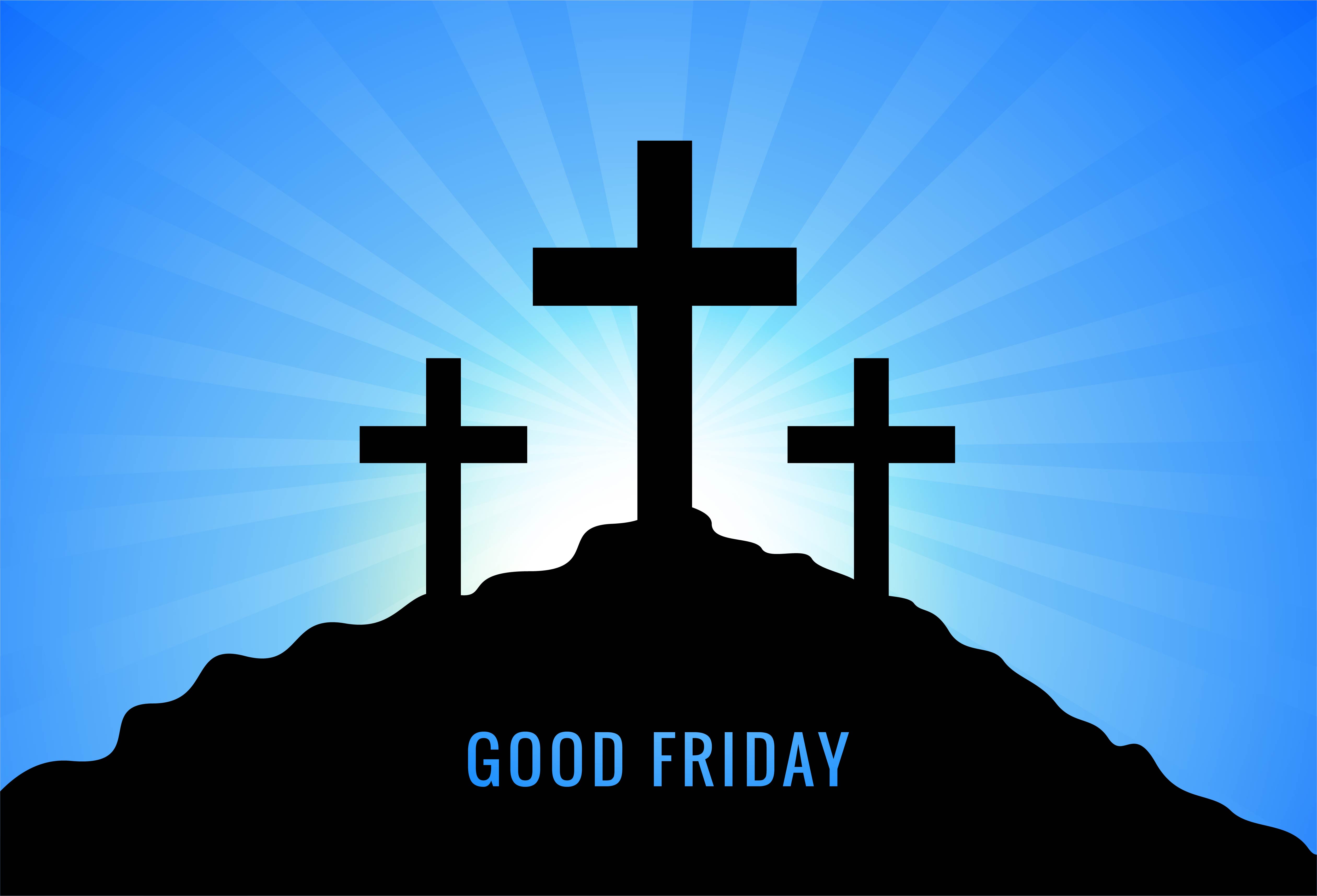 Greeting for Good Friday with Three Crosses Sunset Background 1084266