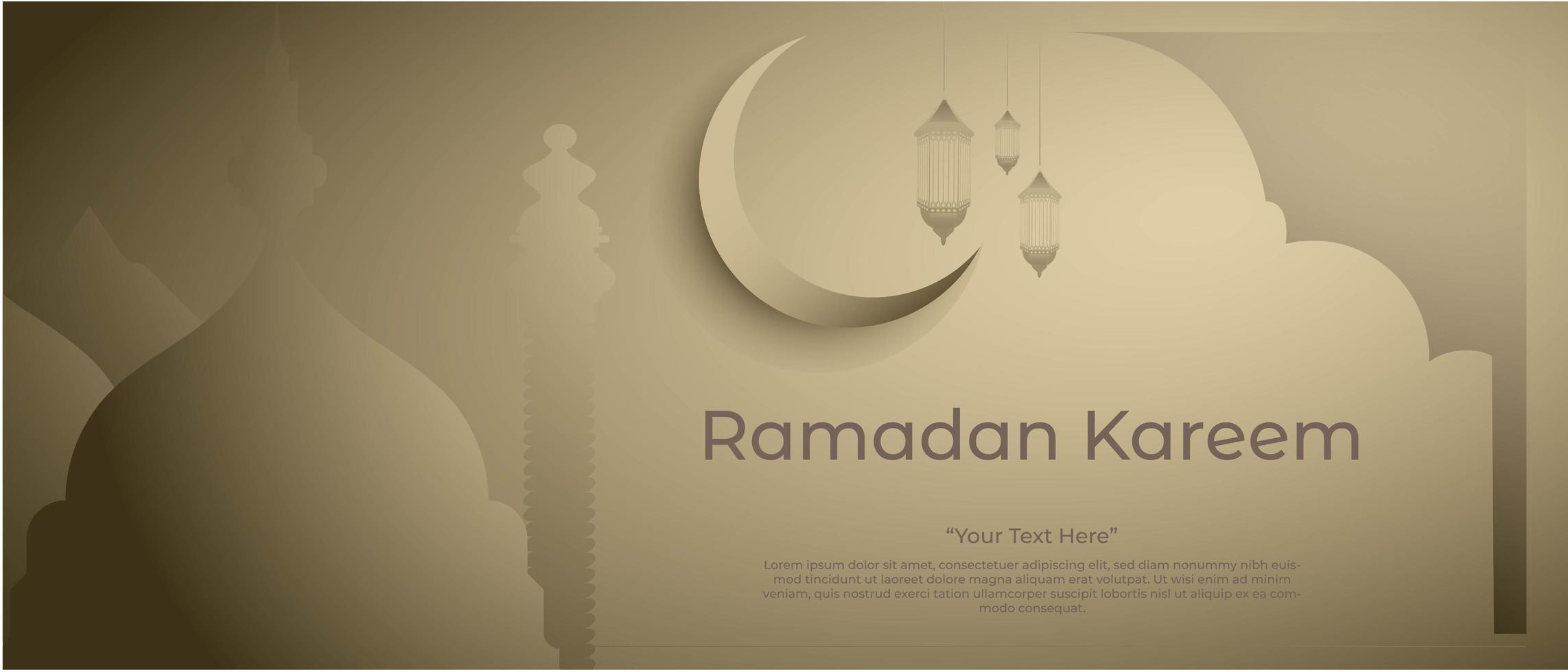 Ramadan kareem background with mosque lantern and beautiful moon vector