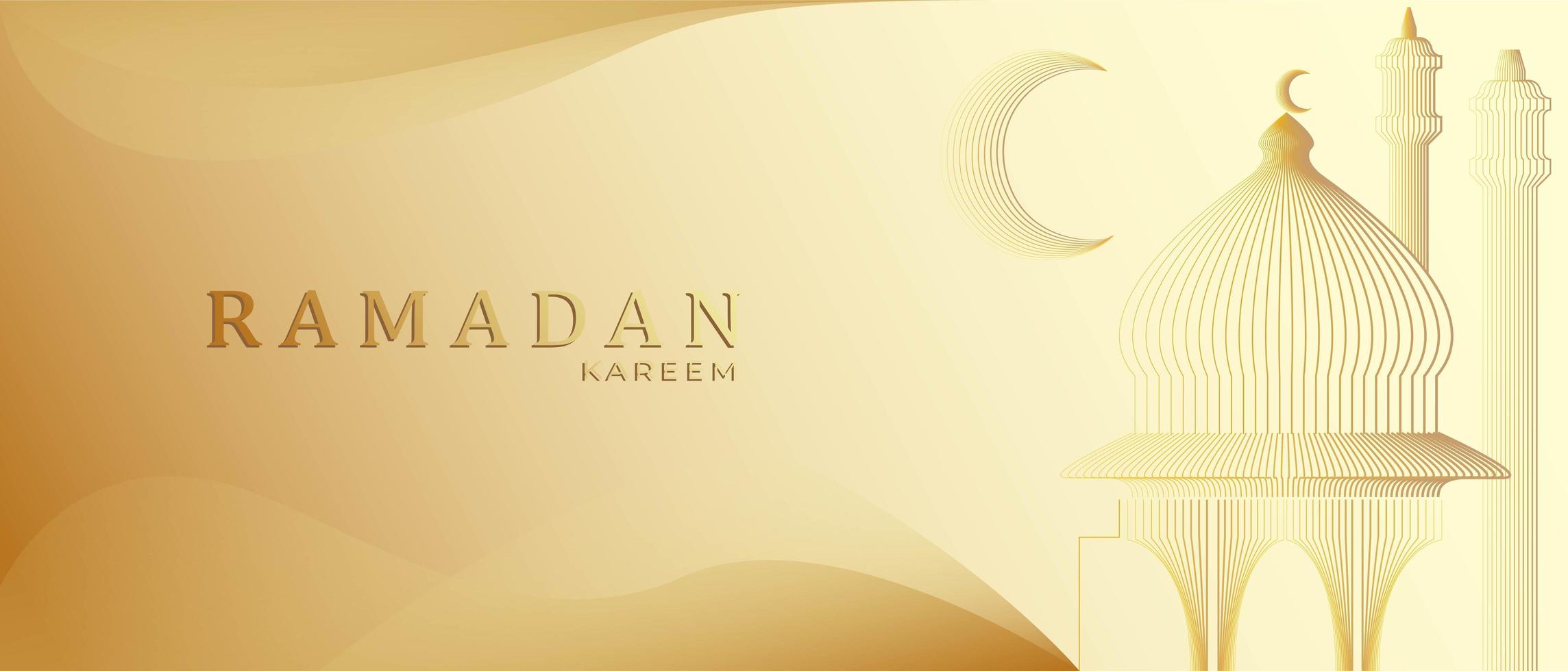 Golden Ramadan kareem background with space for banner design vector