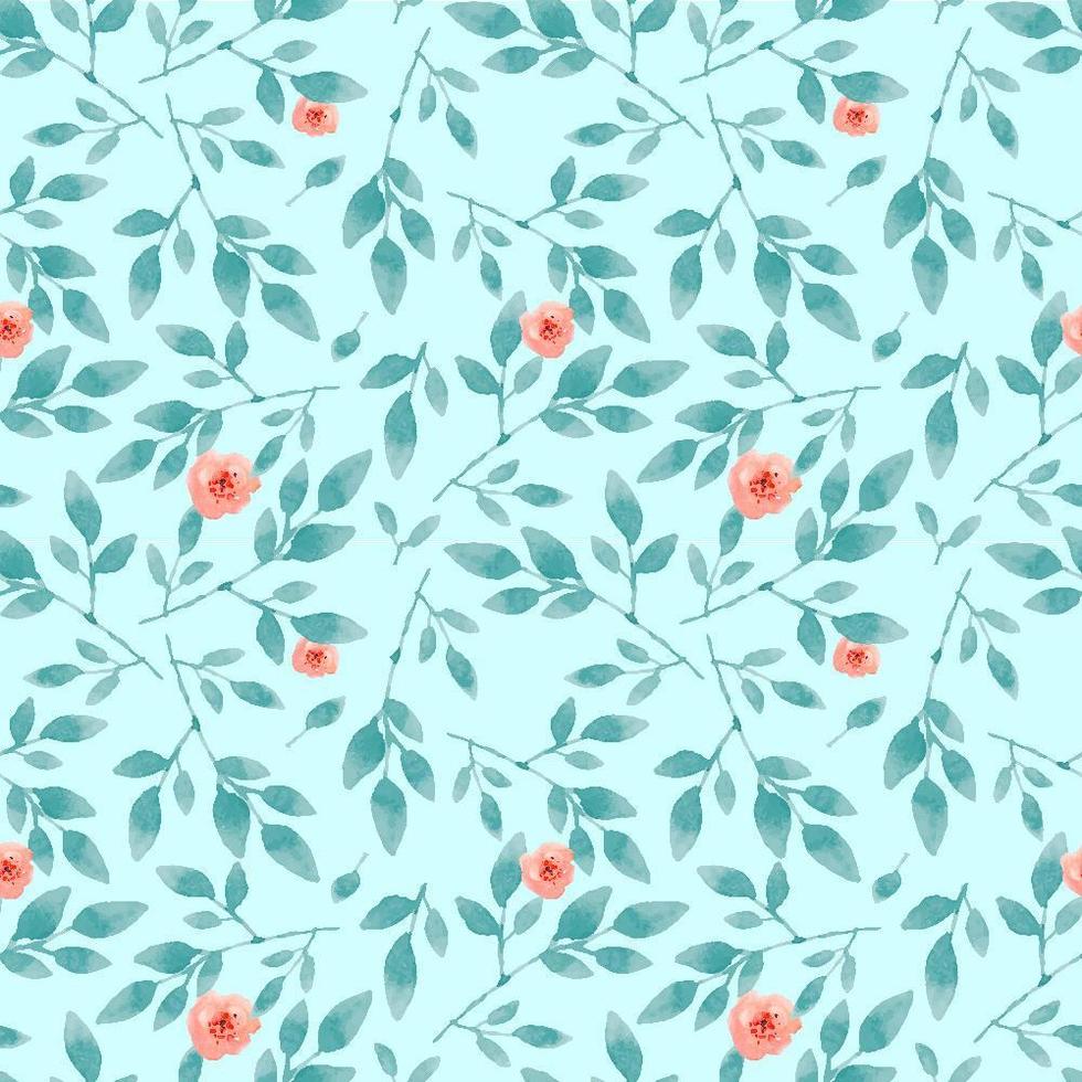 Pastel Blue Seamless Pink Flower Pattern vector