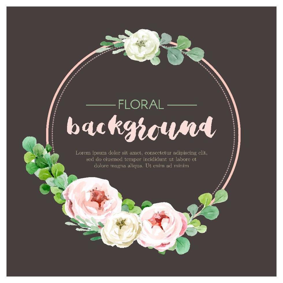 Soft Pink Round Rose Wreath Background vector