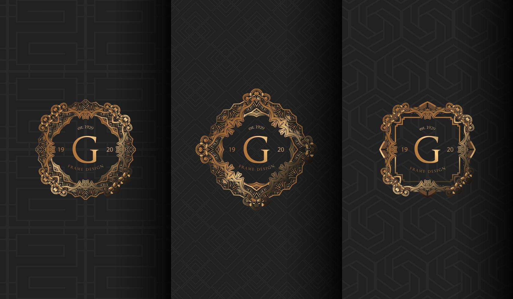 Set of Luxurious Dark Gray G Logos vector