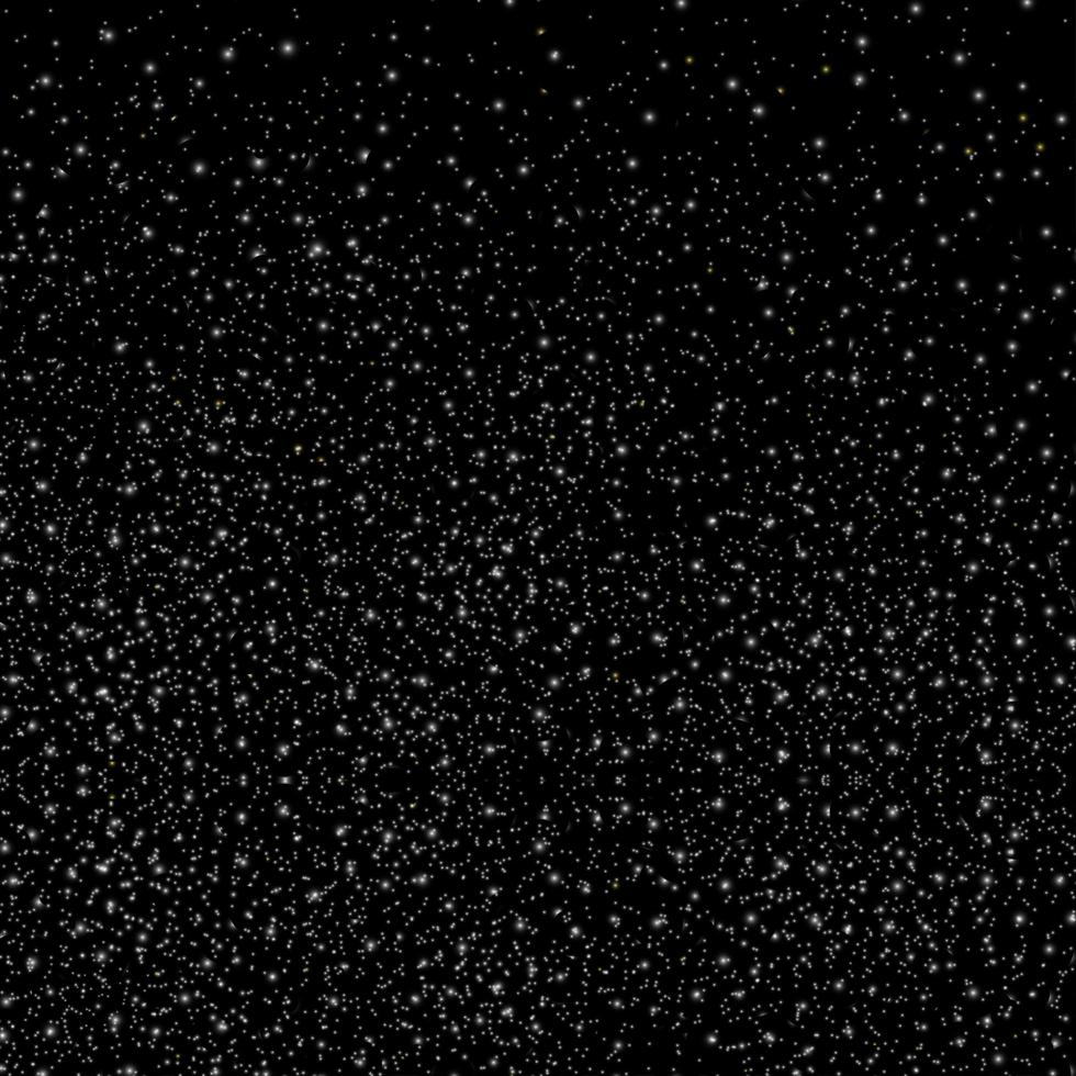 estrellas de brillo plateado en el espacio sobre fondo negro vector