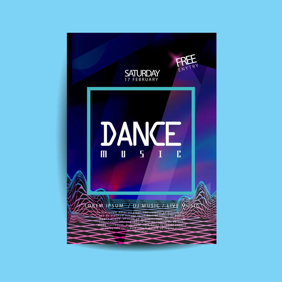 Sound Waves Dance Music Flyer vector