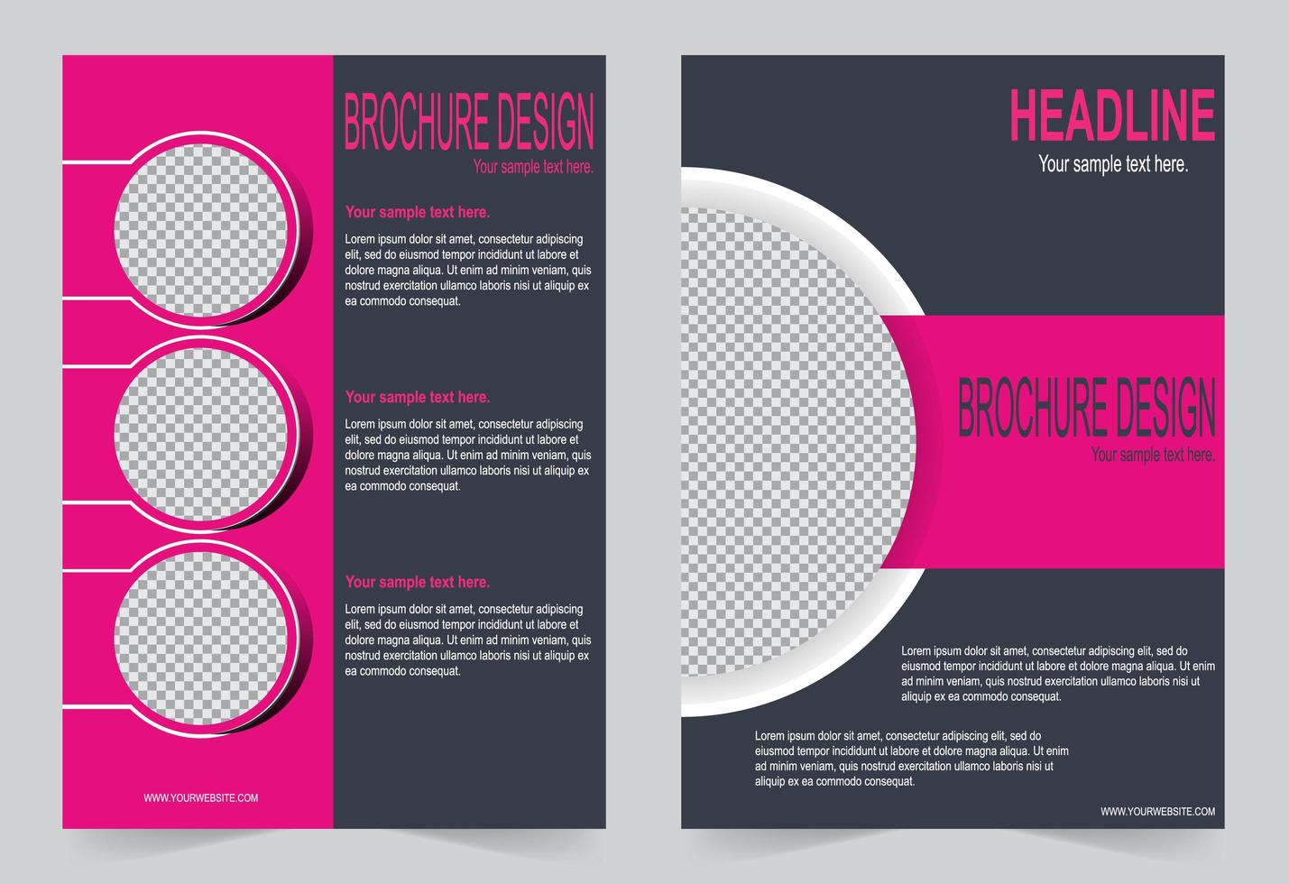 Gray and pink cover template  vector