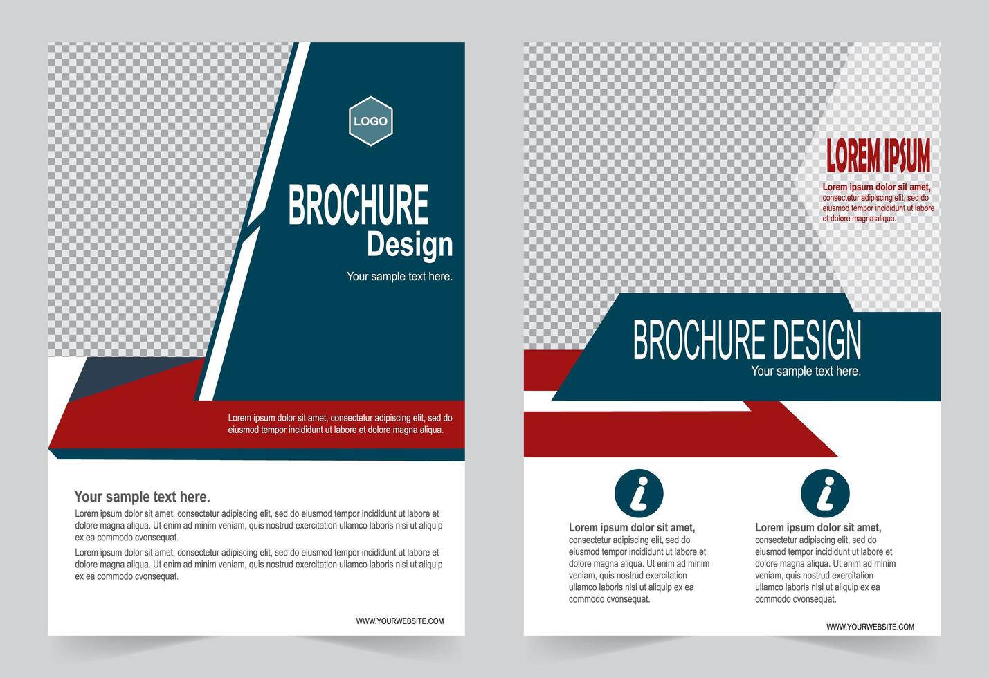 Red and blue template with image space vector