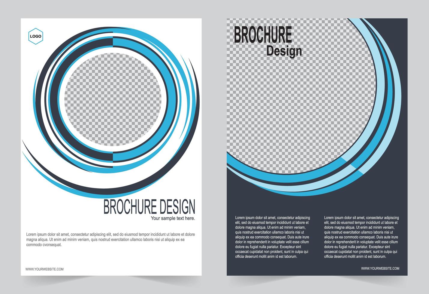 Blue circle image cover set vector