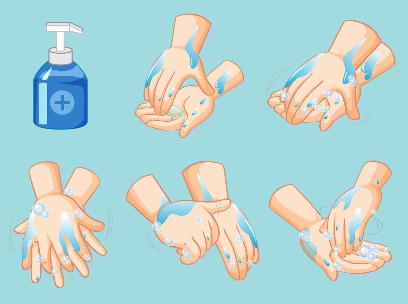Step by step washing hands poster  vector