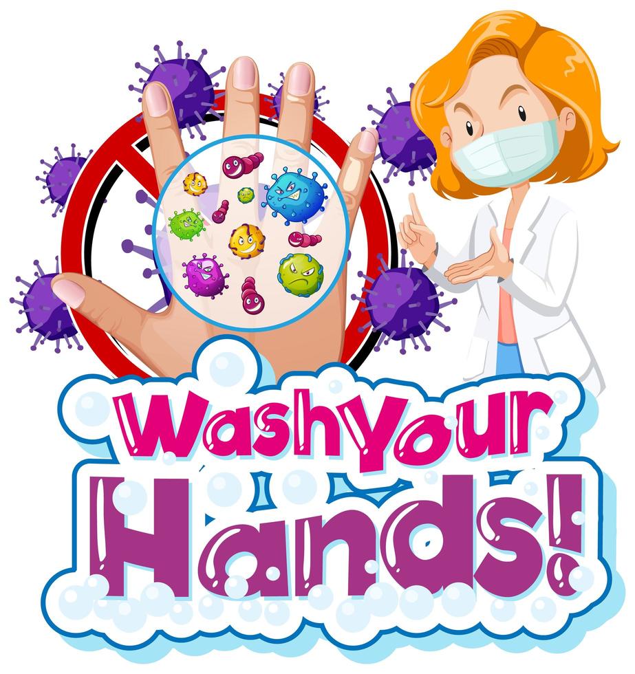 Coronavirus themed wash your hands sign vector