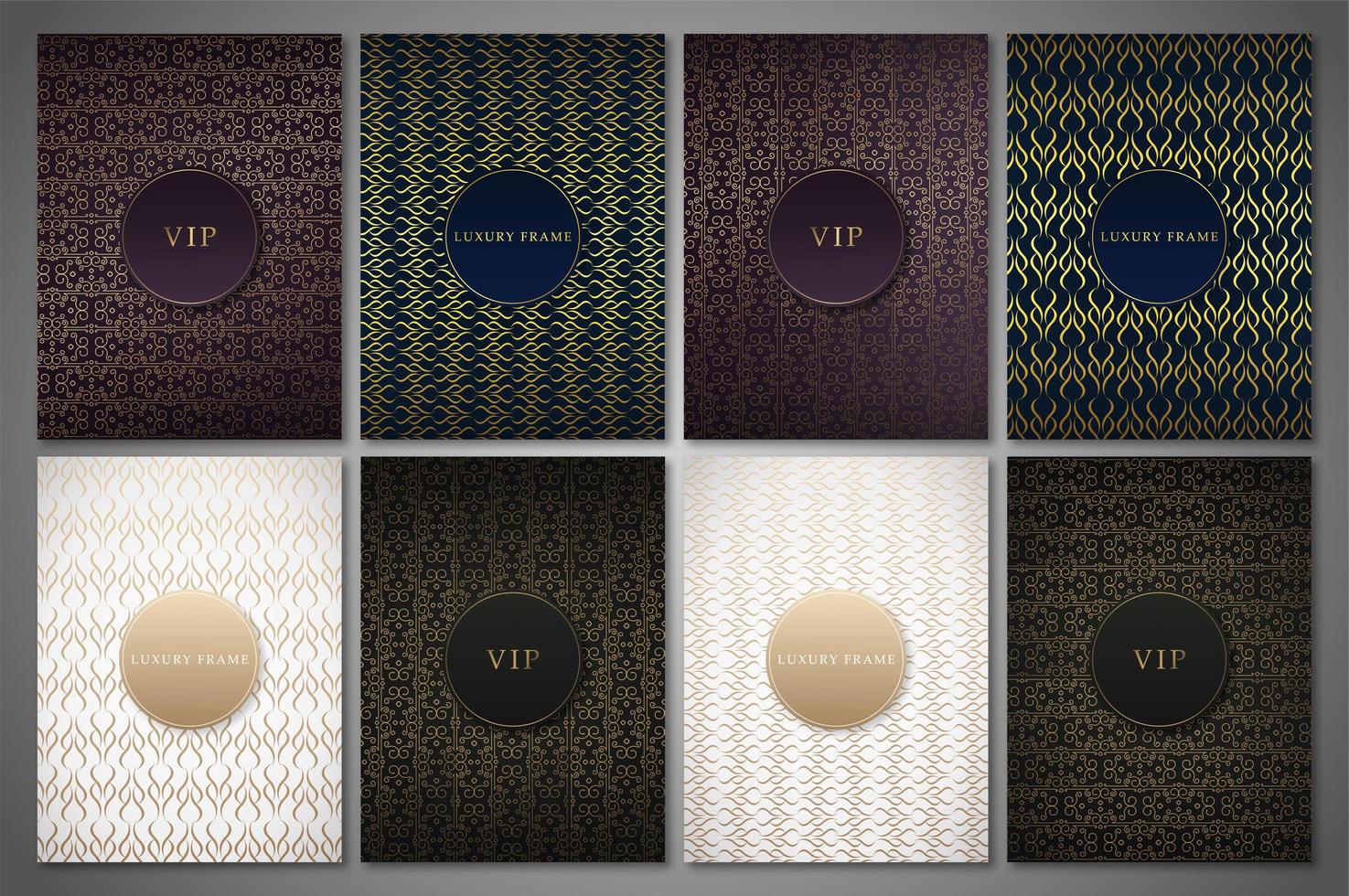 Luxury premium cover set with golden patterns vector