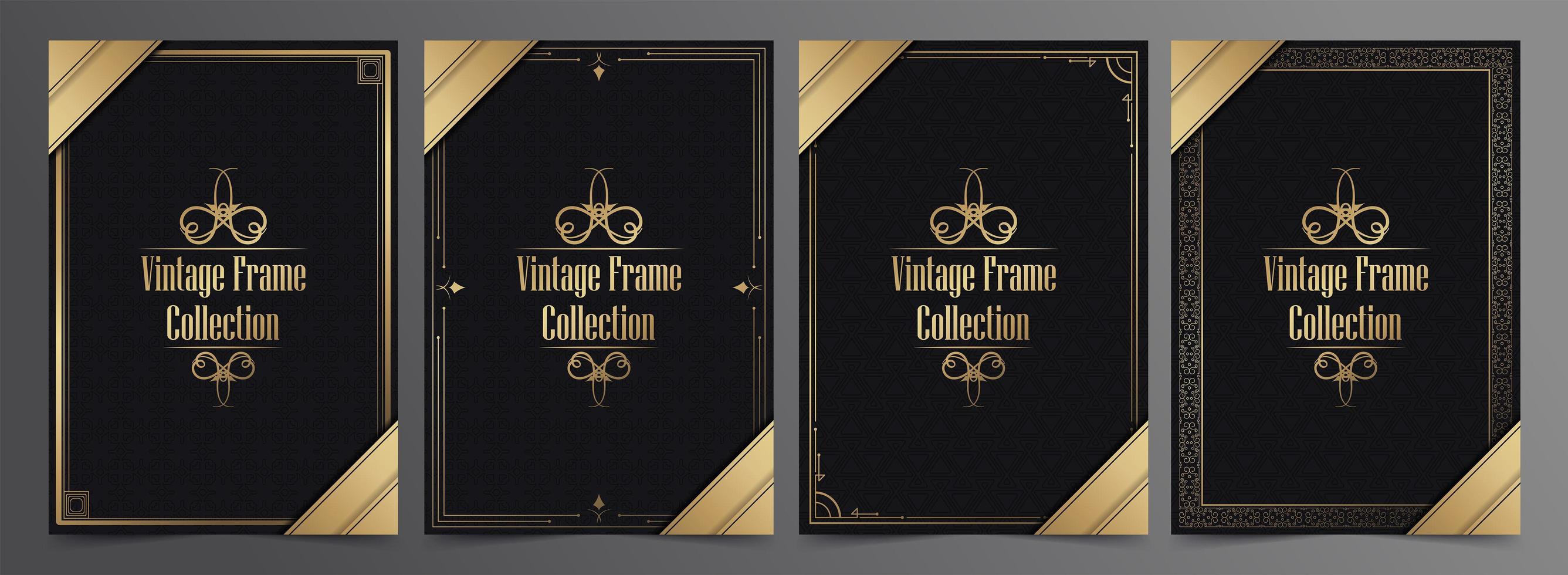 Vintage frame collection with patterns and golden details vector