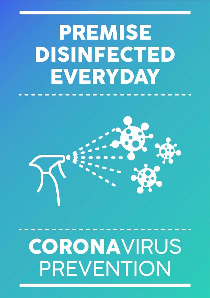 Daily disinfected premise poster vector