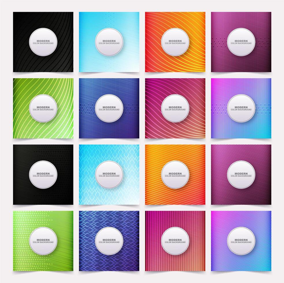 Set of square covers with gradient colors and patterns vector